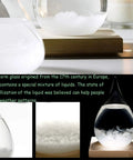 Storm Glass Weather Predictor Barometer Bottle With Wood Base For Home And Office Decor And Weather Station, Crystal Forecast