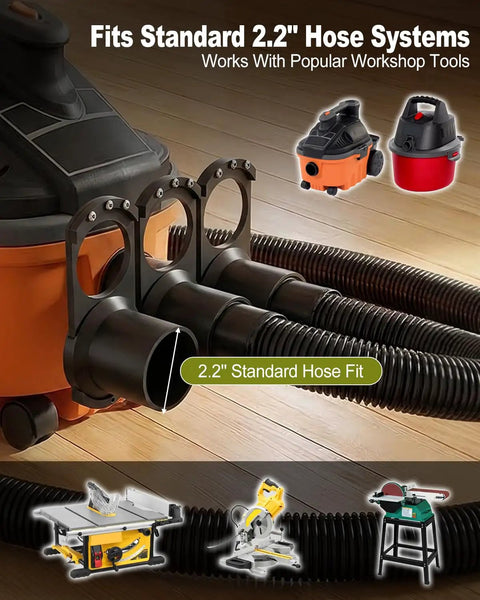 Slick 2.2 Inch Woodworking Dust Collector 3 Way Splitter With Independent Blast Gates for smooth vacuum redirection.