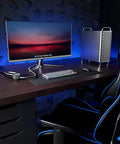 Heavy Duty 15 Feet Flat Plug Extension Cord 14 AWG 3 Prong UL Certified in home office setup with modern desktop and gaming chair