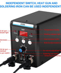 Front view of 2 In 1 Soldering Station With Hot Air Rework And Soldering Iron Kit Pro Grade Digital Display SMD Repair Tool