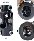 Three Quarters Dd By One Dd Steering Shaft U Joint Replacement with a 3/4" DD and 1" DD view showcasing premium needle bearings.