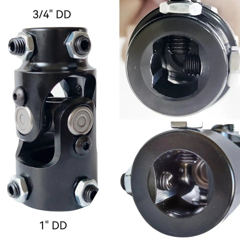 Three Quarters Dd By One Dd Steering Shaft U Joint Replacement with a 3/4" DD and 1" DD view showcasing premium needle bearings.