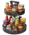 2-Tier Lazy Susan With 360 Degree Rotation Height Adjustable Turntable Organizer Rack For Spice Jars And Bottles