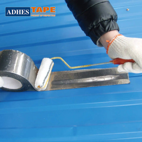 Aluminum Foil Tape Heat Resistant 80C To 100C 50mm By 64m 30 Roll Set used on blue metal surface