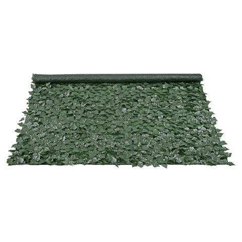 Faux Ivy Privacy Fence Screen With Realistic Veined Leaves 96 Inch By 72 Inch Mesh Backed Greenery Wall Decor, unrolled view