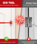 Comparison of Four In One Pro Grade DIY Friendly Door Hinge Adjustment Tool Kit and regular wrench for gap alignment on door hinge.