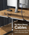 4 Pack Under Desk Cable Management Kit J Channel Cord Organizer For Office And Home Keeps Cables Neat And Clutter Free Each 15.7 Inches Long Hides Cables Under Any Desk Surface For A Clean Professional Look displayed attached under a desk with cables