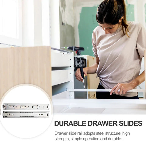 Drawer Slides 10 Inch Three Section Track Rails Side Mount Silver Set Of 2 For Cabinets Dressers And Closets mounted