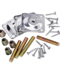 Top Shelf Sofa Leg Brackets 6 Pack Heavy Duty Iron Mounting Plates For Couch Height Risers includes thick iron plates, bolts, and screws.