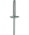 Heavy Duty Workhorse Large Flange Pop Rivets 1/4 X 3/4 Inch Zinc Coated Steel Twenty Five Pack, showing individual rivet with large flange.