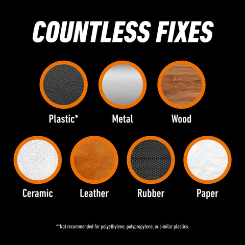 Ultimate Clear Super Glue 15 Grams compatible with plastic, metal, wood, ceramic, leather, rubber, paper surfaces.