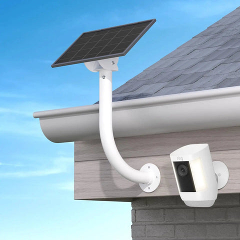 Solar Panel Wall Mount Bracket With 30cm L Shape Arm Fully Adjustable Tilt Head For Maximum Sun Easy Mount on house wall with camera