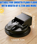 Floor Gap Fixer Tool For Laminate And Vinyl Flooring Plank Gap Repair Kit Heavy Duty Repair Solution For Wood Tile And Vinyl Floors Easy Suction Base Install No Fuss Gap Closure Black close-up view.
