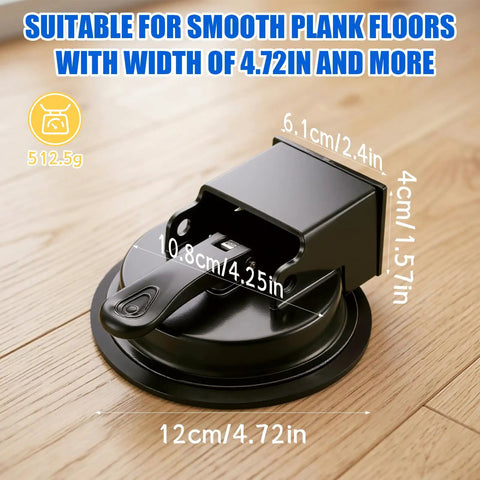 Floor Gap Fixer Tool For Laminate And Vinyl Flooring Plank Gap Repair Kit Heavy Duty Repair Solution For Wood Tile And Vinyl Floors Easy Suction Base Install No Fuss Gap Closure Black close-up view.