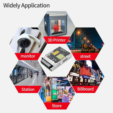 Beefy 24V 6.5A Enclosed Switching Power Supply 156W applications in street, store, station, monitor, 3D printer, billboard