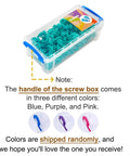 Screws Kit Top Up 180 Piece For Kids, Cardboard Construction Tools in clear box with blue handle