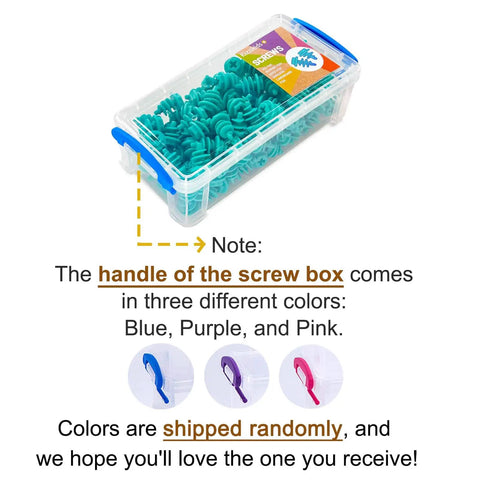 Screws Kit Top Up 180 Piece For Kids, Cardboard Construction Tools in clear box with blue handle