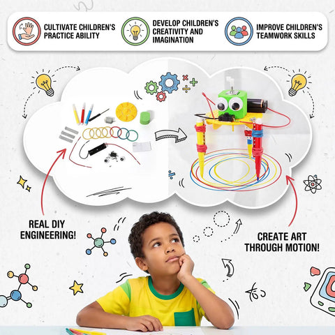30 Pcs Doodling Robot Building Kits For Kids 8 To 12, hands-on STEM toy set with 30 parts, 7.87 x 5.51 inch robot, plastic