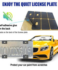 Carbon Fiber Pattern License Plate Screws Kit With Plastic Caps For Front And Rear Car Tags Self Tapping M6 Bolts Easy Install Durable Hardware For Secure Clean Look On Your Ride shown with noise-reducing pads.