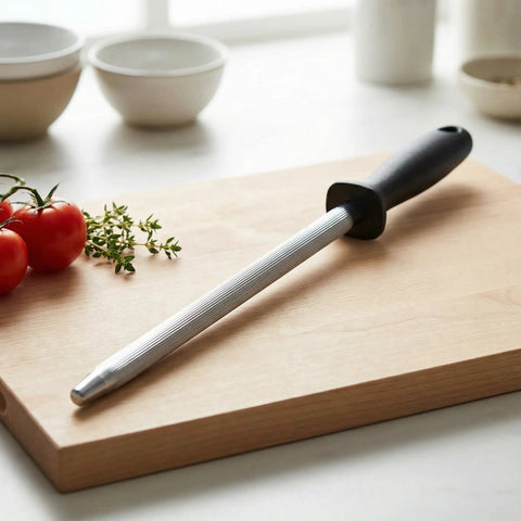 Pro Grade Knife Sharpener Rod 13 Inch Carbon Steel Honing Rod For Kitchen Knives Magnetized Sharpening Stick With Nickel Chrome Plating