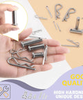 122 Piece 304 Stainless Steel Clevis Pin And Cotter Pin Fastener Kit with M3 M4 and M5 sizes shown in hand with zinc clips.