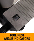 Close-up of tool rest angle indicators on Heavy Duty 8 Inch Bench Grinder With 1/2 Hp Motor Rollin Out 1725 Rpm.