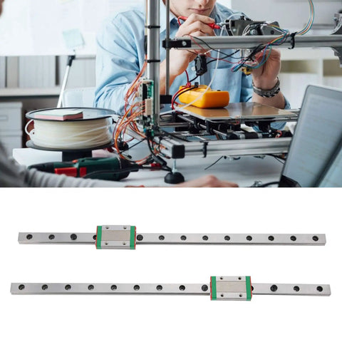 Dual Z Axis Linear Rail Kit for 3D Printer Upgrade, showing heavy duty steel slide guide system for precise layer alignment
