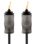 Easy Install Black Carved Glass Outdoor Torch Two Pack 65 Inch for Patio Lawn Backyard Lighting Decor with flame