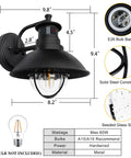 Diagram of Motion Sensor Outdoor Light With Dusk To Dawn Sensor And PIR Motion Trigger, featuring dimensions and materials