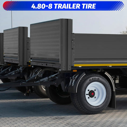 2 Pack 4.80-8 Trailer Tires on 8 Inch Rims with Cargo Trailer Rear View