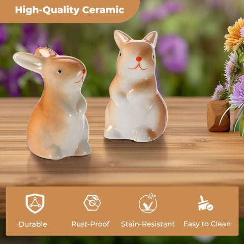 Darn Cute Ceramic Bunny Toilet Bolt Caps Universal Fit For Rusty Bolts Thick Base Hides Exposed Screws Heavy Duty Adhesive Pads Bathroom Glow Up, two ceramic bunnies on a table.