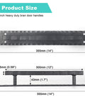 Matte Black 14 Inch Heavy Duty Barn Door Handle Set For Sliding Doors And Gates with dimensions and solid square metal construction.