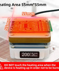 Electric Soldering Hot Plate 55mm X 55mm Plate, circuit board preheating, OLED display, compact portable design