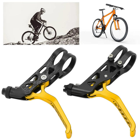 Top Shelf Aluminum Alloy Bicycle Brake Levers, matte gold finish, lightweight design, ideal for road, mountain, folding bikes.