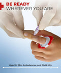 Applying Finger Cut Tourniquet Wound Care Kit For Quick At Home Or Grab And Go First Aid With Sterile Wipes Gauze Pads Bandages
