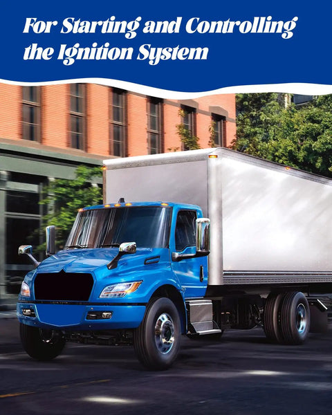 Blue truck representing use of 12V 30A Ignition Switch For 4000 And 8000 Series Trucks With 2 Keys, 11 Pin 4 Position Replacement