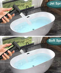 Handheld Bidet Sprayer For Toilet With Premium Stainless Steel Kit in jet spray and soft spray modes over bathtub