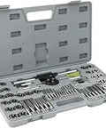 60 Piece Metric And SAE Tap And Die Rethread Set For Cutting External And Internal Threads Heavy Duty Tool Kit in open case