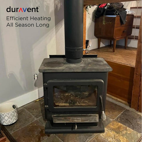 Wood stove with Easy Install 6 Inch Double Wall Wood Stove Vent Pipe In Galvanized And Stainless Steel Construction, Heavy Duty Chimney.