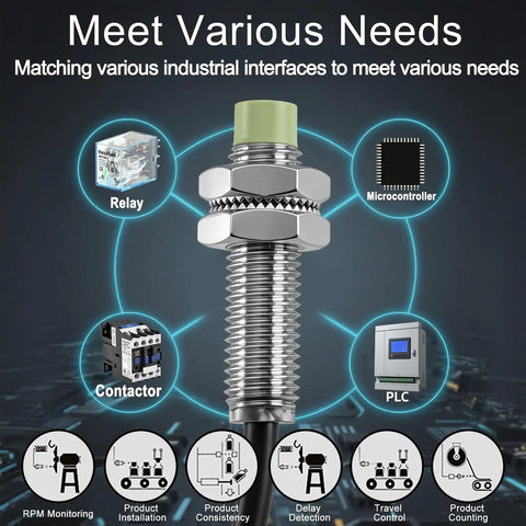 Inductive Proximity Sensor M8 Cylindrical Switch PR08 2DO 2 Wire Normally Open DC 12 24V 2mm Sensing Distance Non Shielded CE Industrial Detector for Automation and Machinery, M8 metal sensor