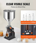 Easy Pull Down Manual Liquid Filler With 10 Liter Hopper And Adjustable 5 To 50 Ml Settings For Smooth Bottling Of Juice Shampoo Honey And Hobby Crafts Built Tough And Reliable with visible scale and 5-50ml volume settings.