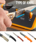 Adjustable Angle Knife Sharpener With 2-Stage Coarse And Fine Sharpening for Serrated and Straight Edge Blades in use