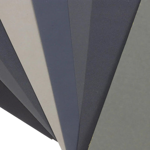 Variety of sandpaper sheets in 56 Piece Wet And Dry Sanding Sheets Kit With Assorted Grit 400 To 5000 For Wood And Metal Carborundum Kraft Paper