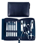 11 Piece Manicure Set For Men With Stainless Steel Nail Clippers And Pedicure Tools In A Portable Blue Leather Travel Case