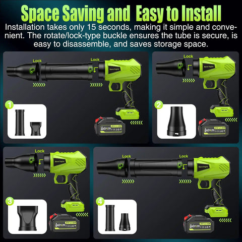 Assembly guide for Cordless Leaf Blower With Battery And Charger 1,000,000 RPM Turbo Motor Beast Power Ultra Lightweight Green