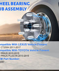Front Wheel Bearing Hub Assembly 5 Lug 513287 Fits Toyota Prius 2010-2015, Prius Plug-In 2012-2015, Lexus CT200H 2011-2017