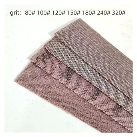 Hot 70X420mm Rectangular Dry Sanding Mesh Paper With Back Flocking For Car Putty Board Smoothing in assorted grit layers.