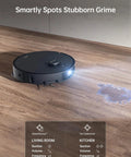 Dreame X40 Ultra robotic vacuum with liftable mop on wooden floor, front view
