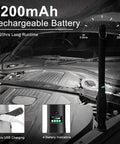 Bright As Heck LED Work Light 600LM Rechargeable COB With 2200mAh Battery placed under car hood for inspection