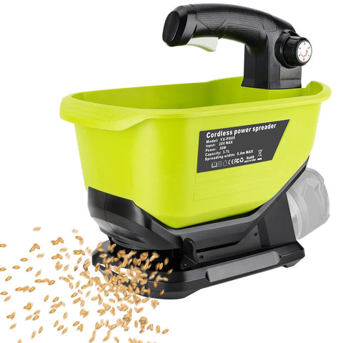 Cordless Grass Seed Spreader For Lawn Care With Ryobi 18V Battery Compatibility Fertilizer And Salt Ice Melt Spreader